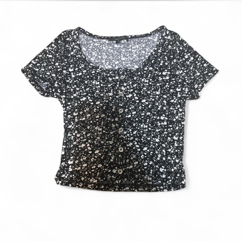 Papaya Black and floral Fitted Crop Top